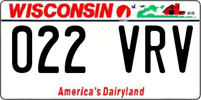 WI license plate 022VRV