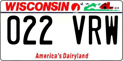 WI license plate 022VRW