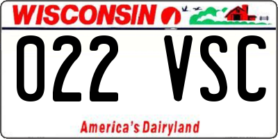 WI license plate 022VSC