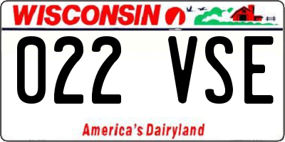 WI license plate 022VSE