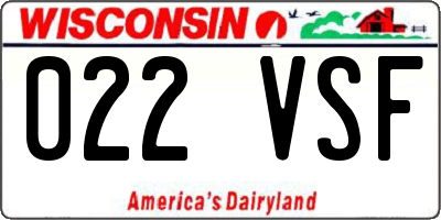 WI license plate 022VSF