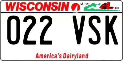 WI license plate 022VSK