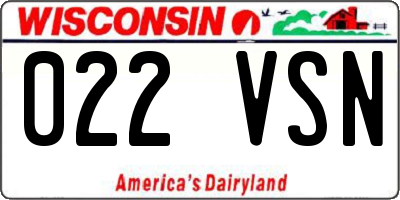 WI license plate 022VSN