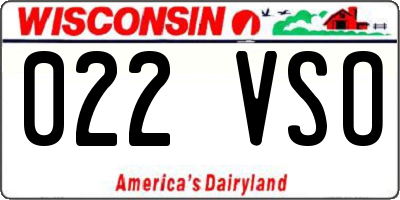 WI license plate 022VSO