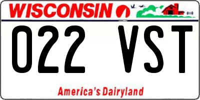 WI license plate 022VST