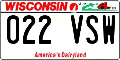 WI license plate 022VSW