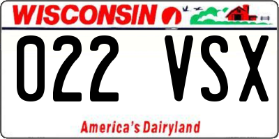 WI license plate 022VSX
