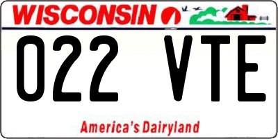 WI license plate 022VTE