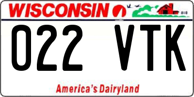 WI license plate 022VTK