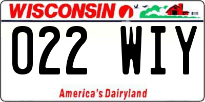 WI license plate 022WIY