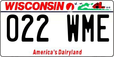 WI license plate 022WME