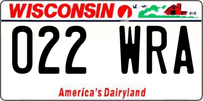 WI license plate 022WRA