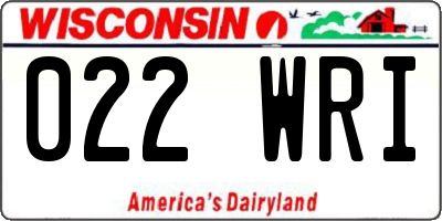 WI license plate 022WRI