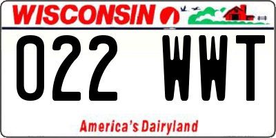 WI license plate 022WWT