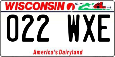 WI license plate 022WXE