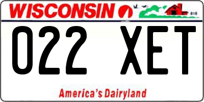 WI license plate 022XET