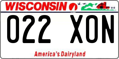 WI license plate 022XON