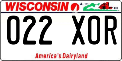 WI license plate 022XOR