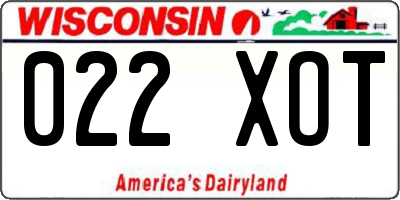 WI license plate 022XOT