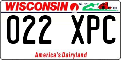 WI license plate 022XPC