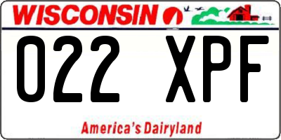 WI license plate 022XPF
