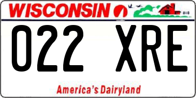 WI license plate 022XRE