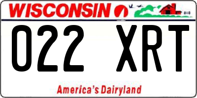 WI license plate 022XRT