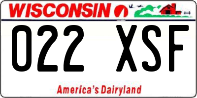 WI license plate 022XSF