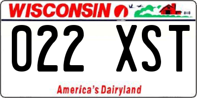 WI license plate 022XST