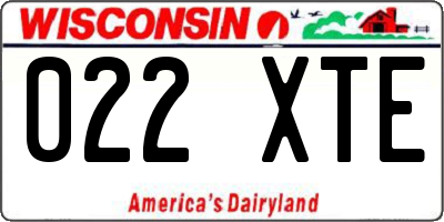WI license plate 022XTE
