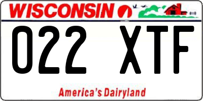WI license plate 022XTF