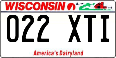 WI license plate 022XTI