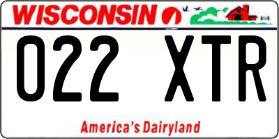WI license plate 022XTR