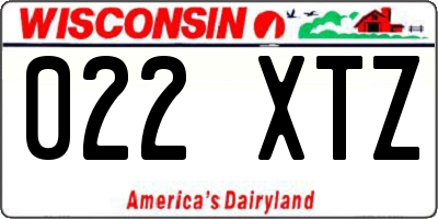 WI license plate 022XTZ