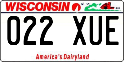 WI license plate 022XUE