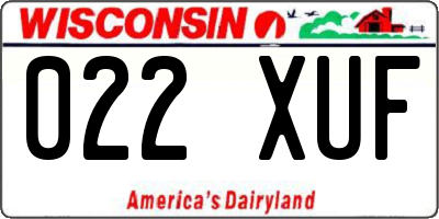 WI license plate 022XUF