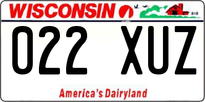 WI license plate 022XUZ