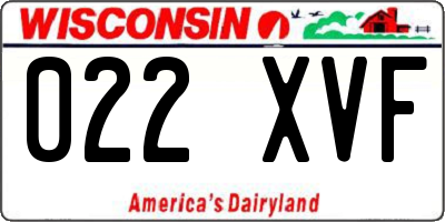 WI license plate 022XVF