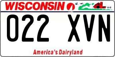 WI license plate 022XVN