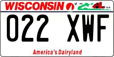 WI license plate 022XWF