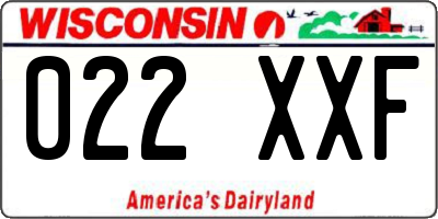 WI license plate 022XXF