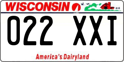 WI license plate 022XXI