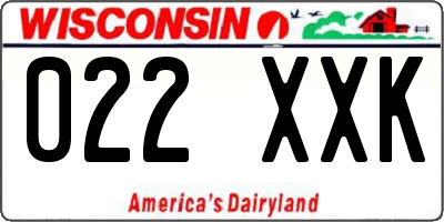 WI license plate 022XXK