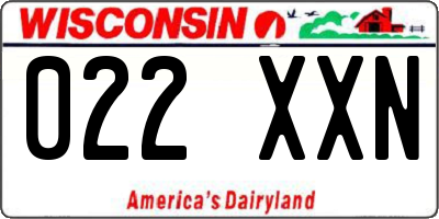 WI license plate 022XXN