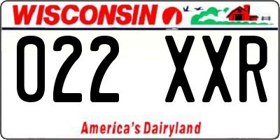 WI license plate 022XXR