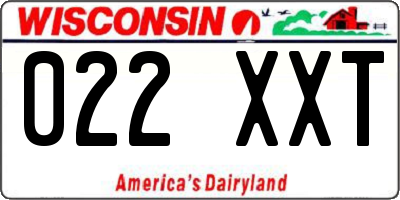 WI license plate 022XXT