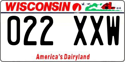 WI license plate 022XXW