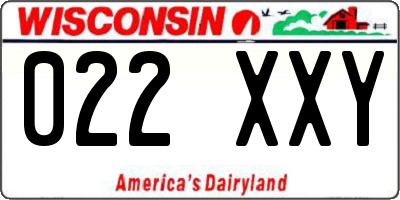 WI license plate 022XXY