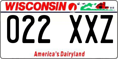 WI license plate 022XXZ