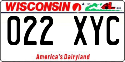 WI license plate 022XYC